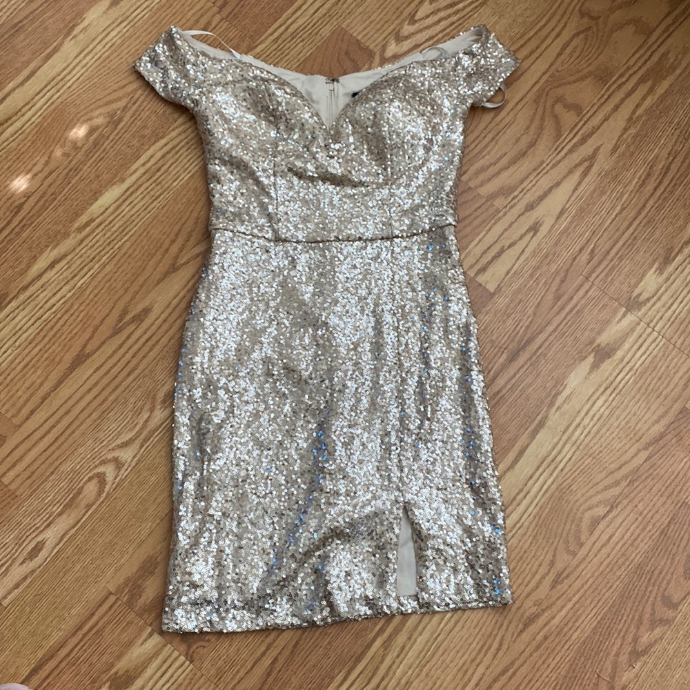 Brand new sequence dress champagne size 3/4